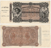 URUGUAY: Banco de Londres y Rio de la Plata: 1 Jan 1883 10 Pesos,  Unsigned remainder, P-S242r