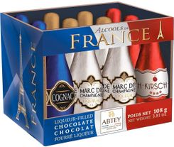 Abtey "Alcool De France" Chocolate Liqueur-Filled Bottles Cardboard Crate