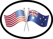 Australia and USA Flag Oval Sticker - 1 In Stock