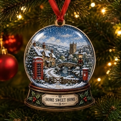 British Snowglobe Christmas Ornament 