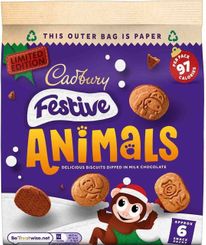 Cadbury Festive Animals Chocolate Biscuits 6pk 119g - Coming Christmas 2025