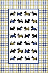Gold & Blue Scottie Dog Tea Towel - Coming Christmas 2025 BWI