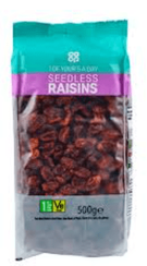 Co Op Seedless Raisins 500g