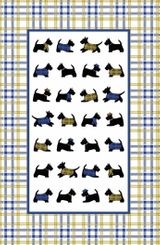 Gold & Blue Scottie Dog Tea Towel 