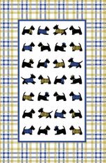 Gold & Blue Scottie Dog Tea Towel 