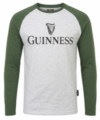 Guinness Heathered Gray Baseball Long Sleeved Tee