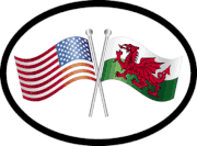 Wales and USA Flag Oval Sticker 