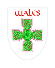 Wales White Celtic Cross Shield Sticker