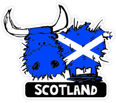 Saltire Highland Cow Sticker