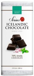 Sirius 70% Dark Chocolate Crunchy Mint 1pk Vertical Bar 100g