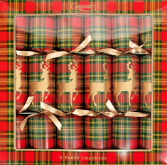 Caspari Reindeer Tartan Christmas Cracker - Coming Christmas 2025 Caspari Reindeer Tartan Christmas Cracker - Coming Christmas 2025