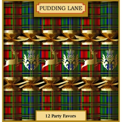 Pudding Lane Green and Red Tartan Crackers 12ct- Coming Christmas 2026 bwi