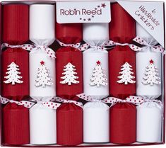 Robin Reed Red and White with White Tree Crackers 6ct - Coming Christmas 2026