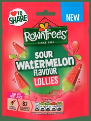 Rowntree�s Sour Watermelon Flavour Lollies Sweets Pouch130g - Coming Soon