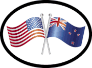 New Zealand and USA Flag Oval Sticker New Zealand and USA Flag Oval Sticker