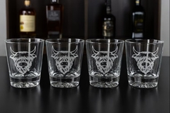 Highland Coo Premium Rocks Glasses with Box 4pk - Coming Christmas 2026 GWG