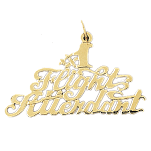 14K Gold #1 Flight Attendant Saying Charm-Daz-10764