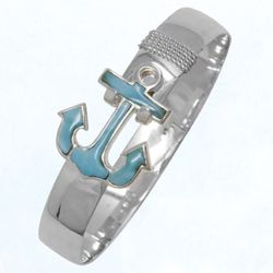 10mm Anchor Bracelet W/Larimar Inlay & Wraps 8.0  - S10LANC80