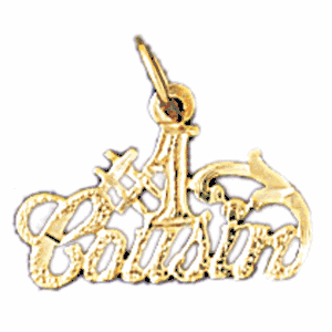 14K Gold #1 Cousin Saying Charm-Daz-9983