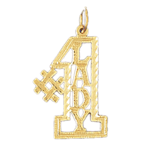 14K Gold #1 Lady Saying Charm-Daz-10128