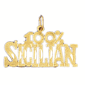 14K Gold 100% Sicilian Saying Charm-Daz-10443