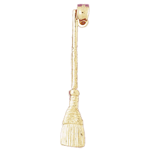 14K Gold 3-D Broom Charm-Daz-6614