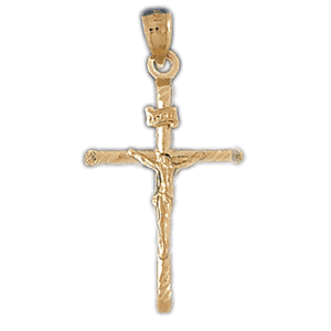 14K Gold 3-D Crucifix Charm-Daz-8554