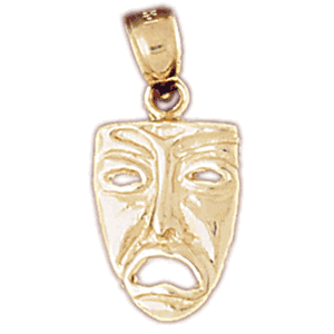 14K Gold 3-D Tragedy Mask Charm-Daz-6089