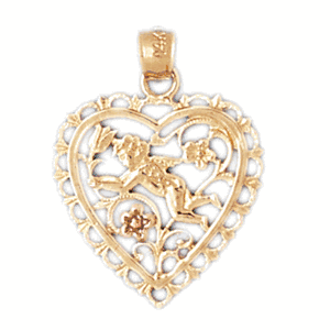 14K Gold Angel Heart Charm-Daz-7598