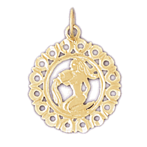 14K Gold Aquarius Charm-Daz-9438
