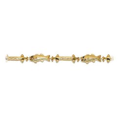 14k Gold Bass with Rope 7 1/2 Inch Bracelet - 506