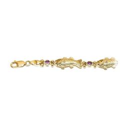 14k Gold Bass with Stone 7 Inch Bracelet - 509