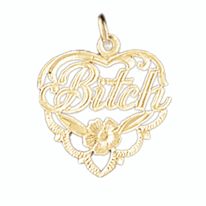 14K Gold Bitch Saying Charm-Daz-10655