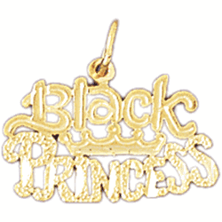 14K Gold Black Princess Saying Charm-Daz-10418