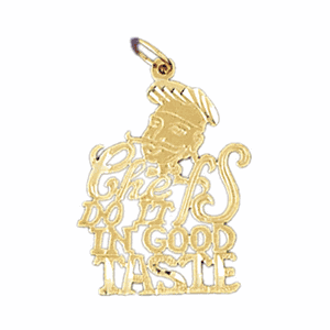14K Gold Chefs Do It In Good Taste Saying Charm-Daz-10620