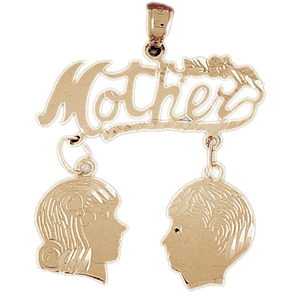 14K Gold Children's Charm Mother of 2-Daz-5875