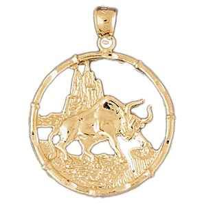 14K Gold Chinese Bull Charm-Daz-9304