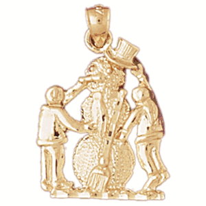 14K Gold Christmas Snowman Charm-Daz-5565