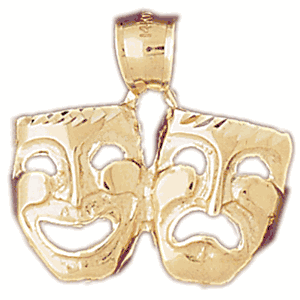 14K Gold Comedy and Tragedy Mask Charm-Daz-6094
