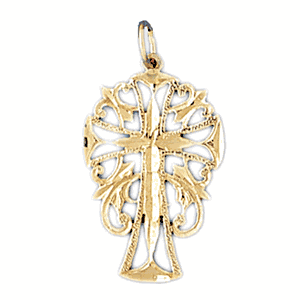14K Gold Cross Charm-Daz-7899