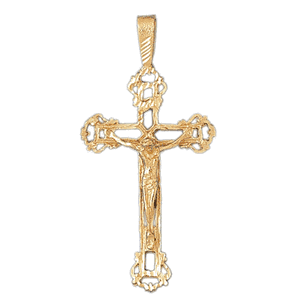 14K Gold Crucifix Charm-Daz-8375