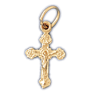 14K Gold Crucifix Charm-Daz-8538