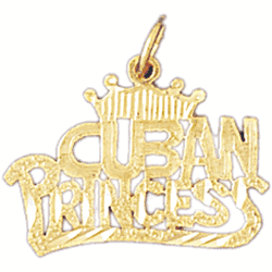 14K Gold Cuban Princess Saying Charm-Daz-10426