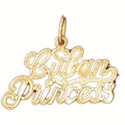14K Gold Cuban Princess Saying Charm-Daz-10427