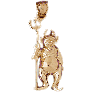 14K Gold Demon Holding Pitchfork Charm-Daz-5603