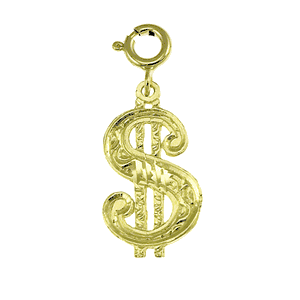 14K Gold Dollar Sign Charm-Daz-5403