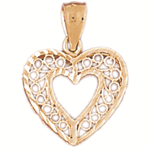 14K Gold Filigree Heart Charm-Daz-3754