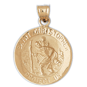 14K Gold Fine Etched St. Christopher Charm-Daz-8833