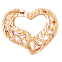 14K Gold Floating Heart Charm-Daz-3945