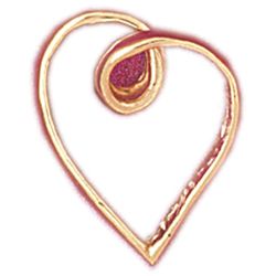 14K Gold Floating Heart Charm-Daz-4018